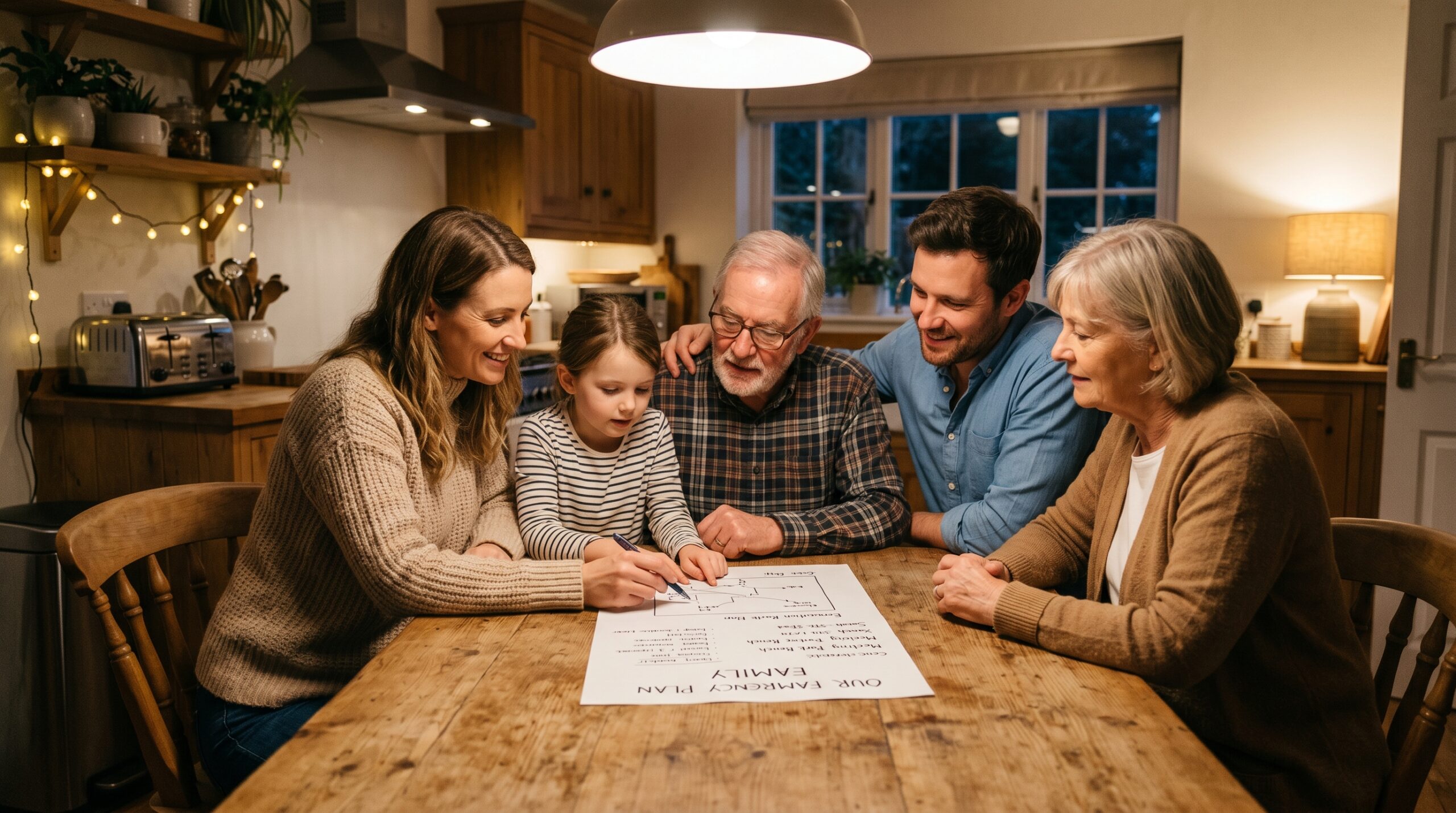 How to make a family emergency plan with parents reviewing it at home